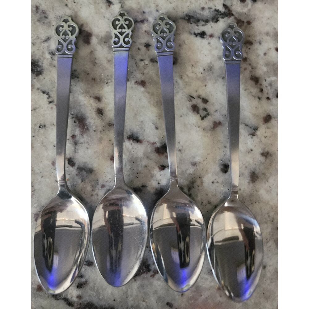 Rogers International DORIC Stainless 4 TeaSpoons.